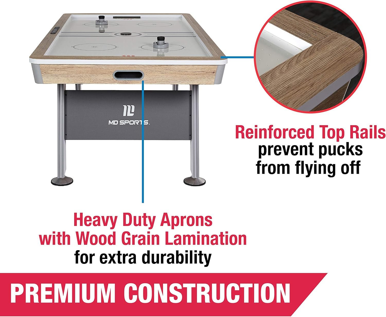 Air Hockey Table with Arcade Electronic Scorer, Perfect for Family Game Rooms - Apex Athletics