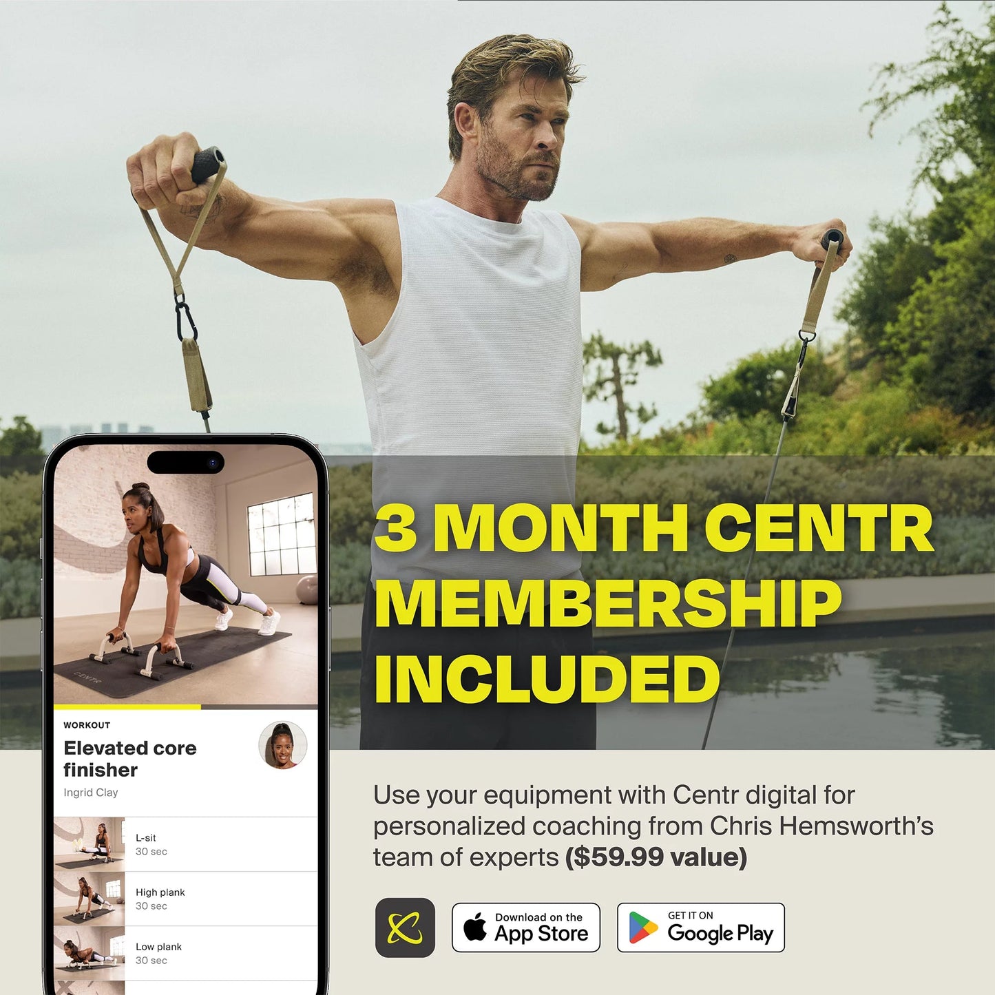 by Chris Hemsworth Push up Handles, Push up Bars + 3-Month Membership - Apex Athletics