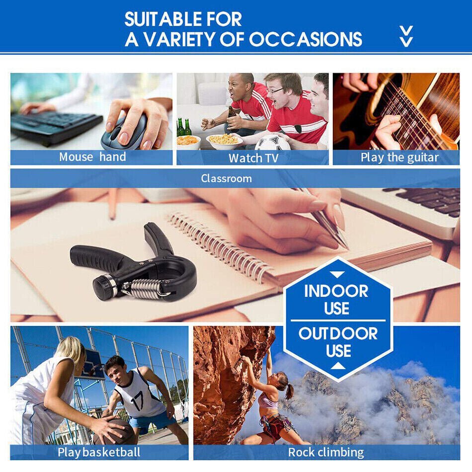 Hand Grip Strength Power Trainer Gripper Strengthener Adjustable Gym Exerciser - Apex Athletics