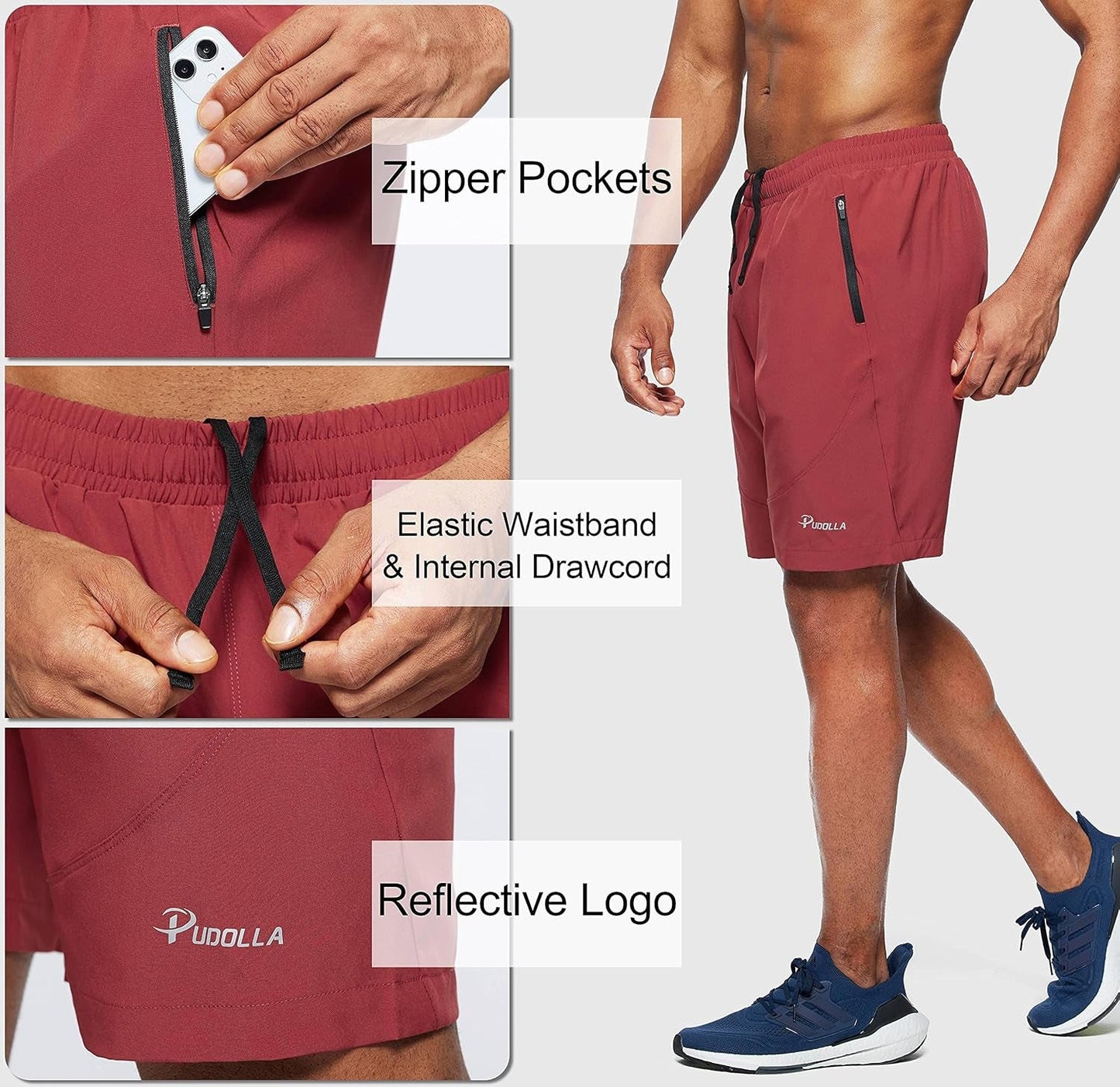 Men'S Workout Running Shorts 7"/5"/9" Lightweight Gym Athletic Shorts for Men with Zipper Pockets - Apex Athletics