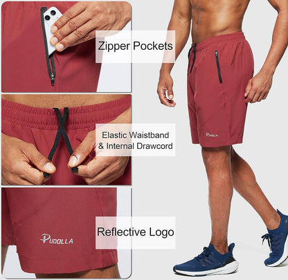 Men'S Workout Running Shorts 7"/5"/9" Lightweight Gym Athletic Shorts for Men with Zipper Pockets - Apex Athletics