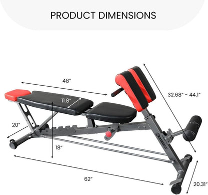 All-In-One FID Weight Bench - Hyper Back Extension, Ab Sit Up, Incline Decline, Flat Bench - Apex Athletics