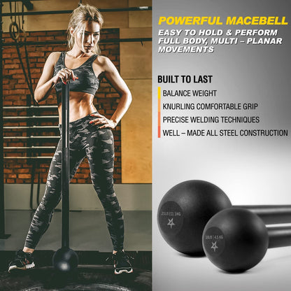 Ultimate Steel Mace Bell for Full Body Strength Training - 5-30 LB - Men & Women - Apex Athletics